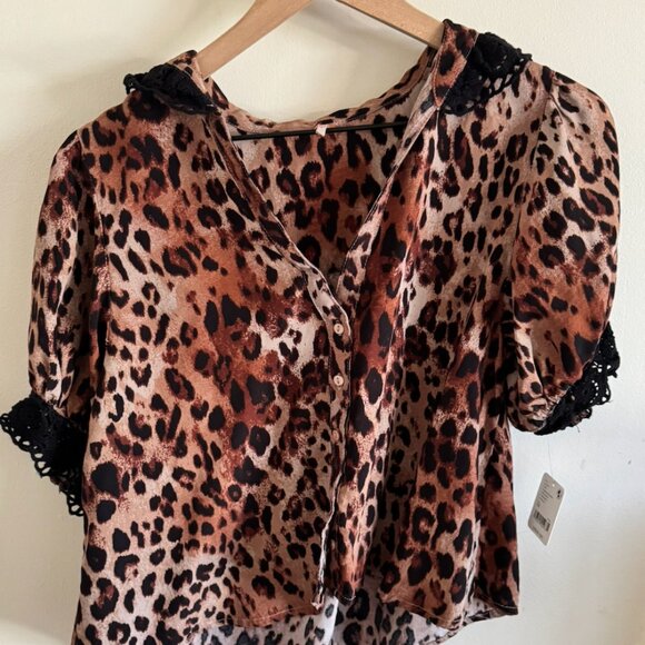 FREE PEOPLE LEOPARD TOP - Picture 1 of 5